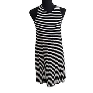 Old Navy Womens Black White Striped Sleeveless Swing Dress Jersey Knit Casual XS